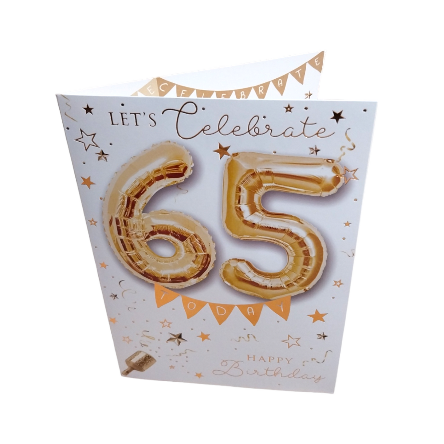 Let's celebrate 65th Happy Birthday Balloon Boutique Greeting Card