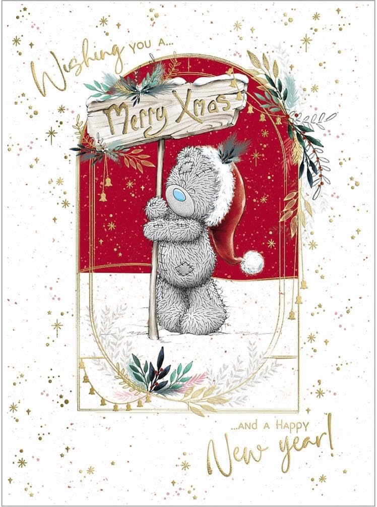 Bear With Sign Post Open Christmas Card