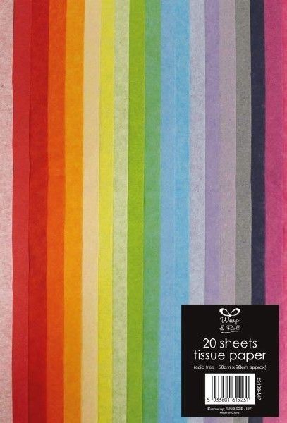 Pack of 20 Multi-Coloured Tissue Papers