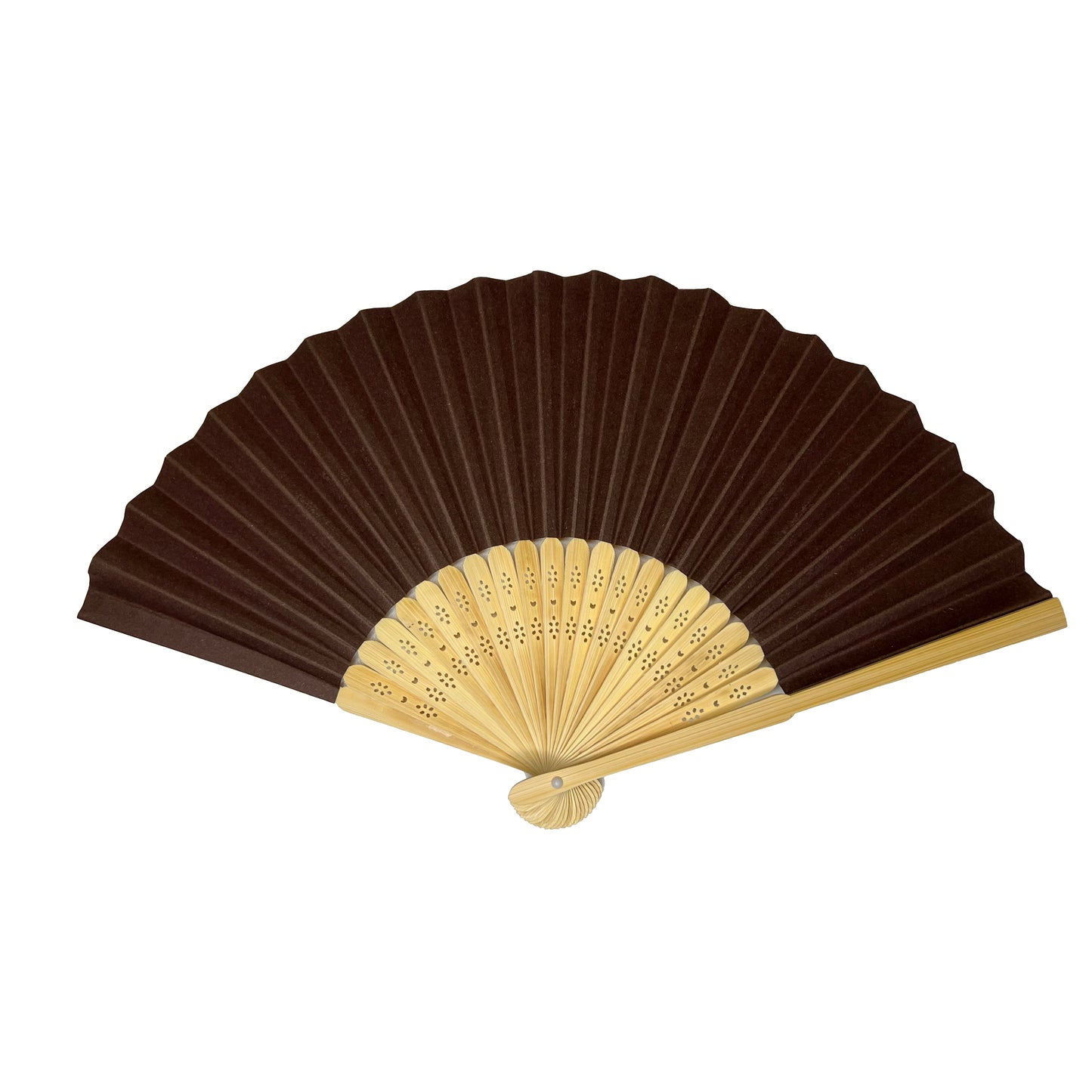 Pack of 50 Brown Paper Foldable Hand Held Bamboo Wooden Fans by Parev