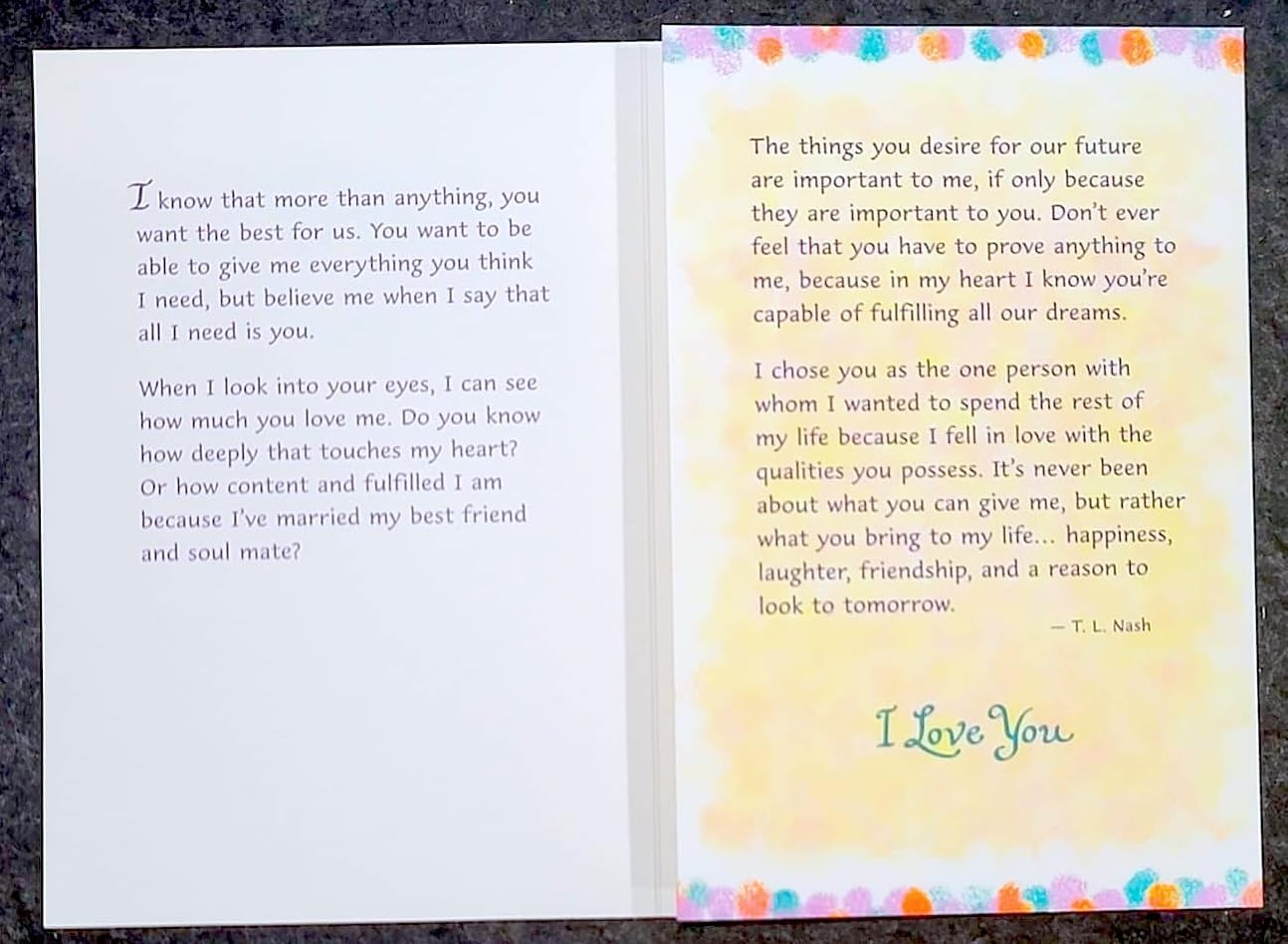 Husband Wife Anniversary Sentimental Verses Keepsake Greeting Card