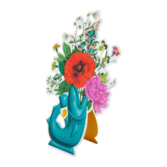 Die Cut Fish Vase Design Magical Botanicals Paper Flowers Open Blank Card 