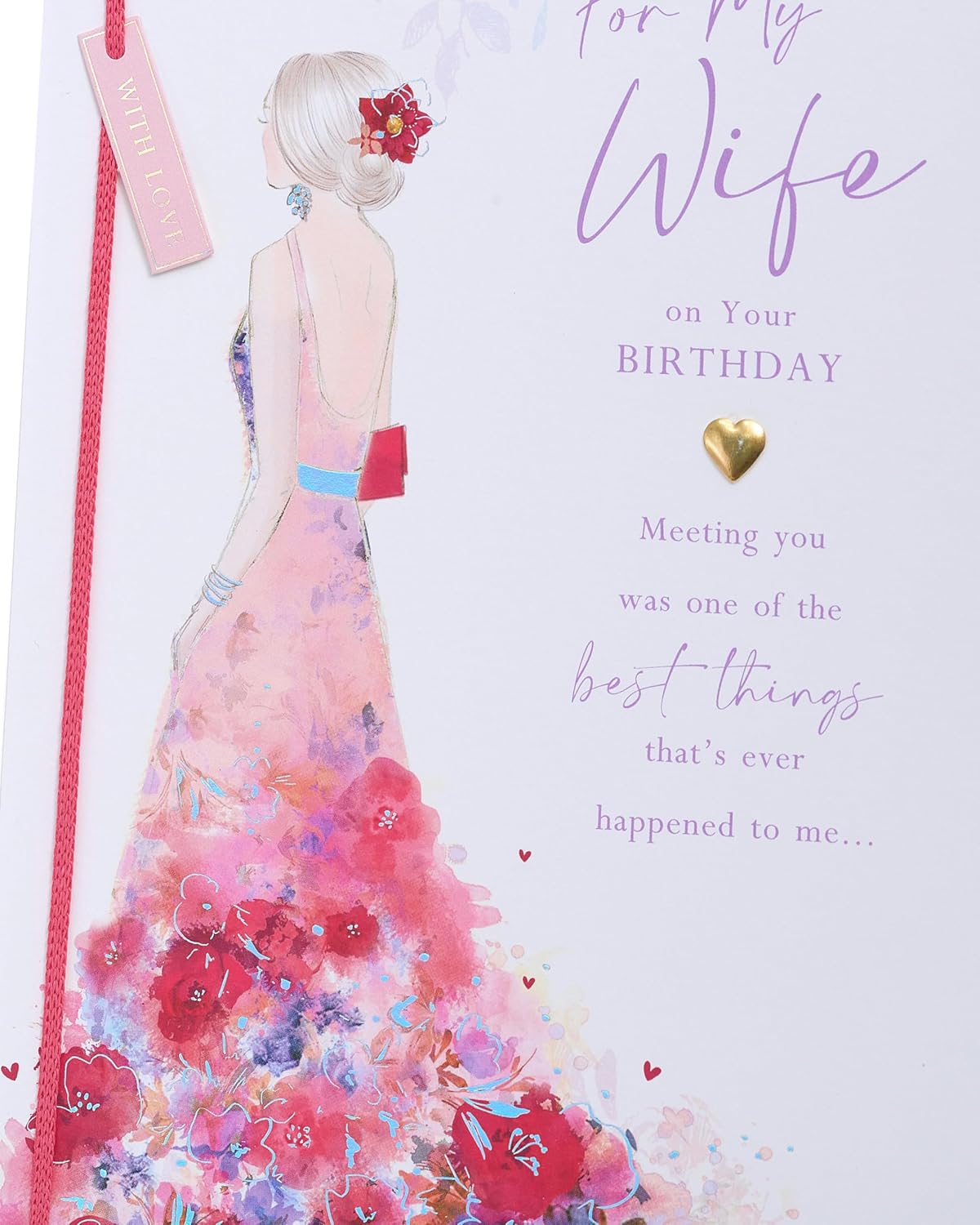 Stunning Floral Dress Design Wife Birthday Card