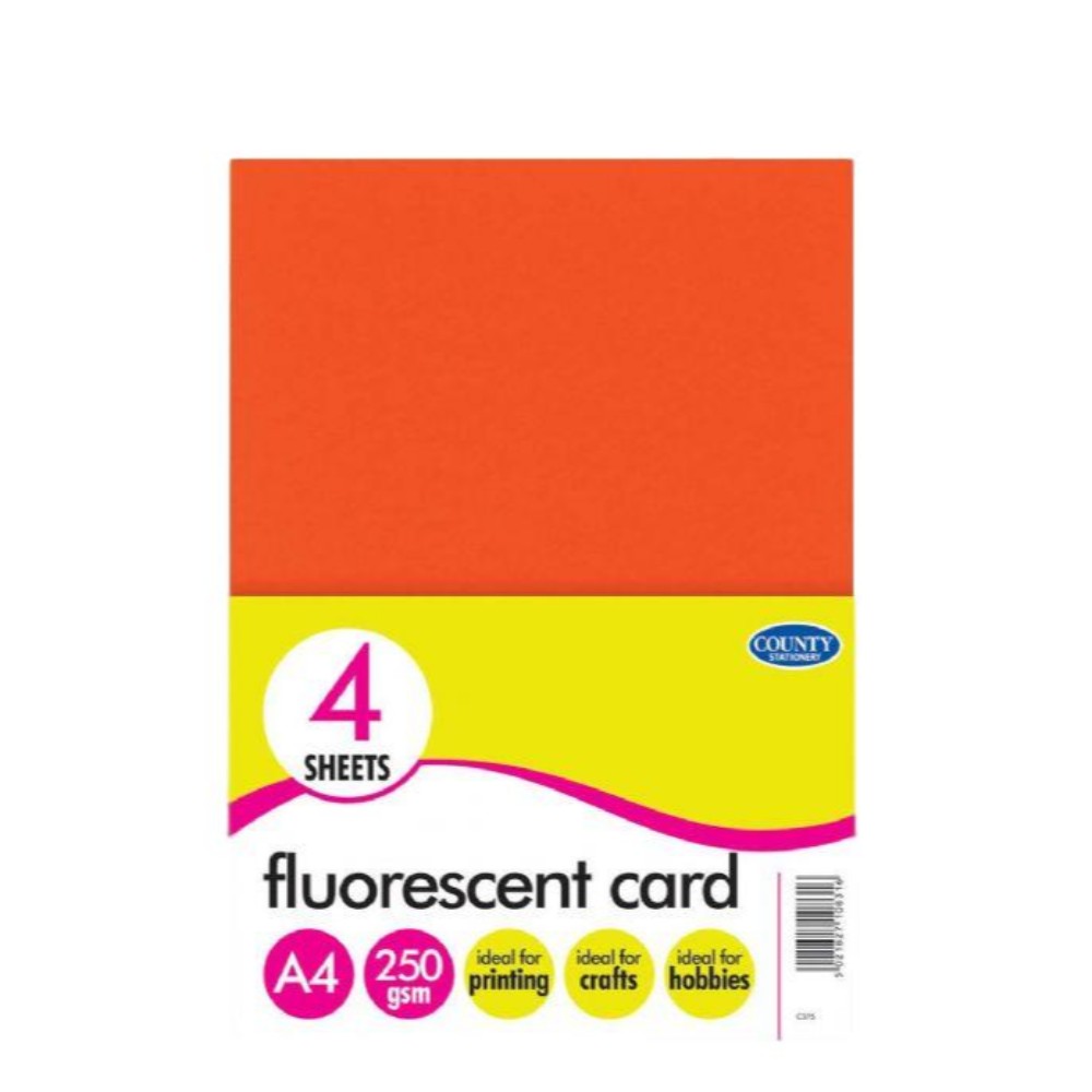 4 Fluorescent Card Pack 250gsm