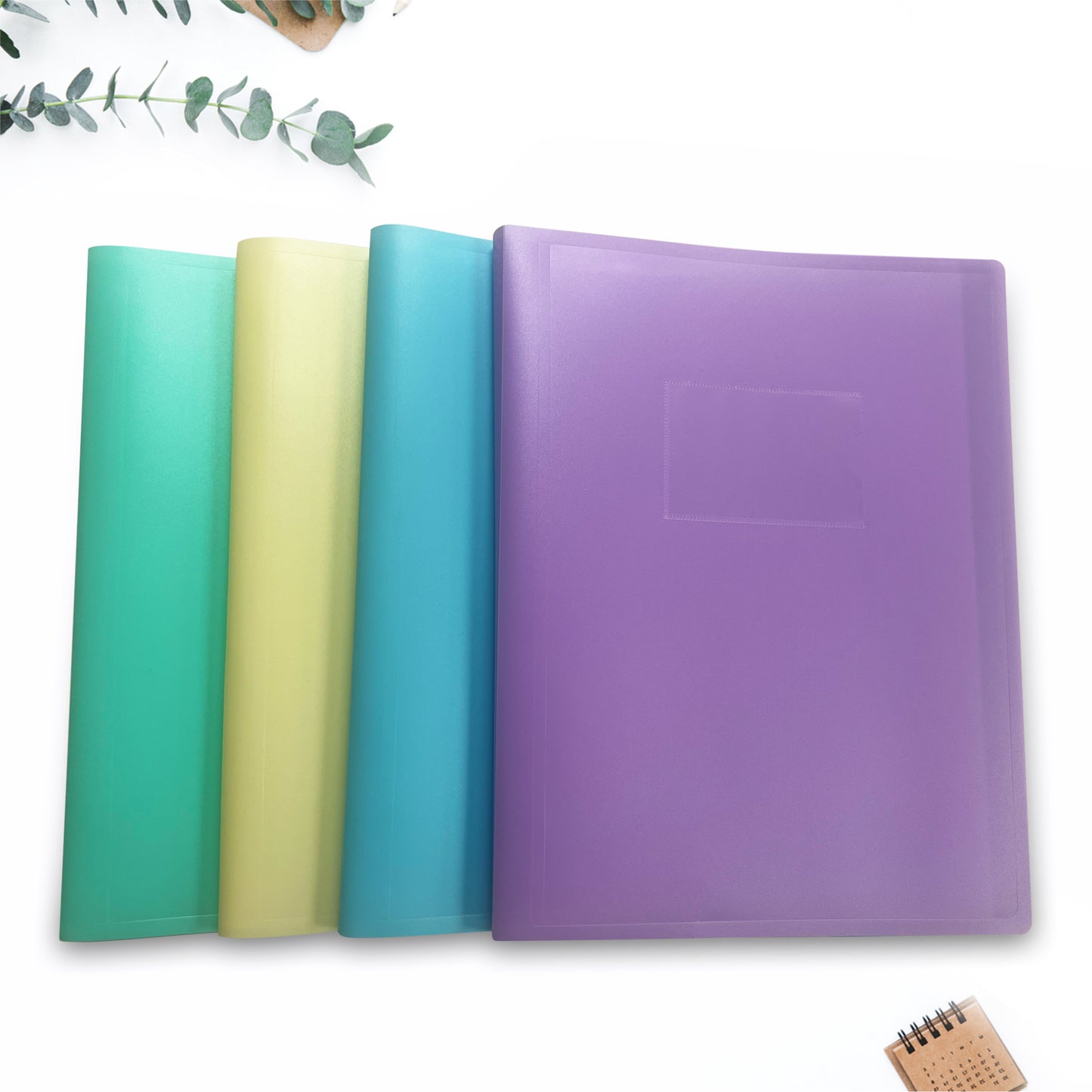 A4 Pastel Green Coloured Flexicover 20 Pocket Display Book with Card Pocket