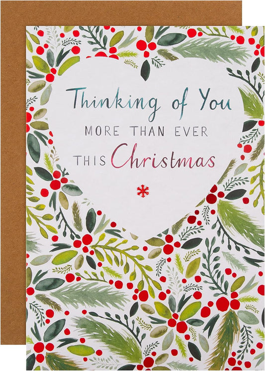 Traditional Illustrated Text Design Christmas Thinking of You Card