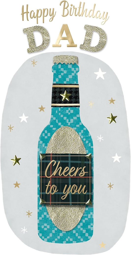 Embellished Beer Bottle Cheers Dad Happy Birthday Card