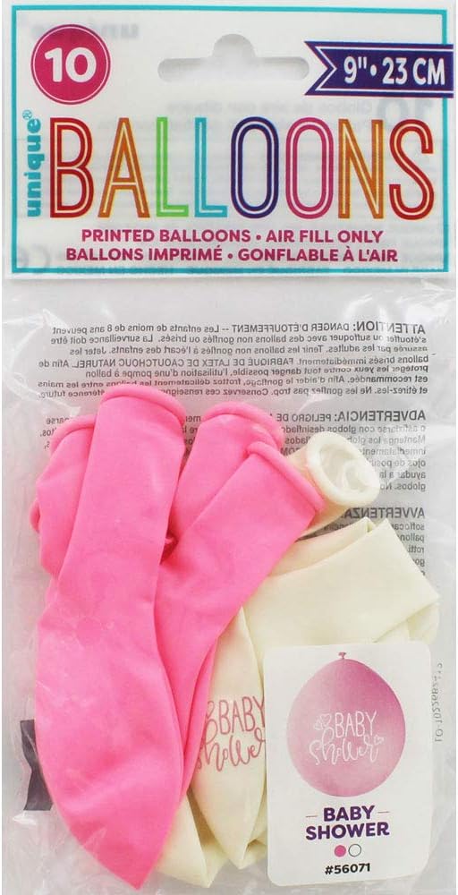 Pack of 10 Pink Baby Shower 9" Latex Balloons