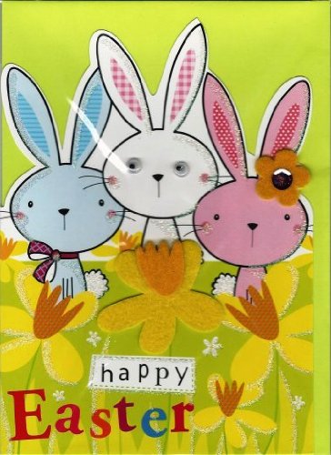 Happy Easter Card With Googly Eyed Bunnies 