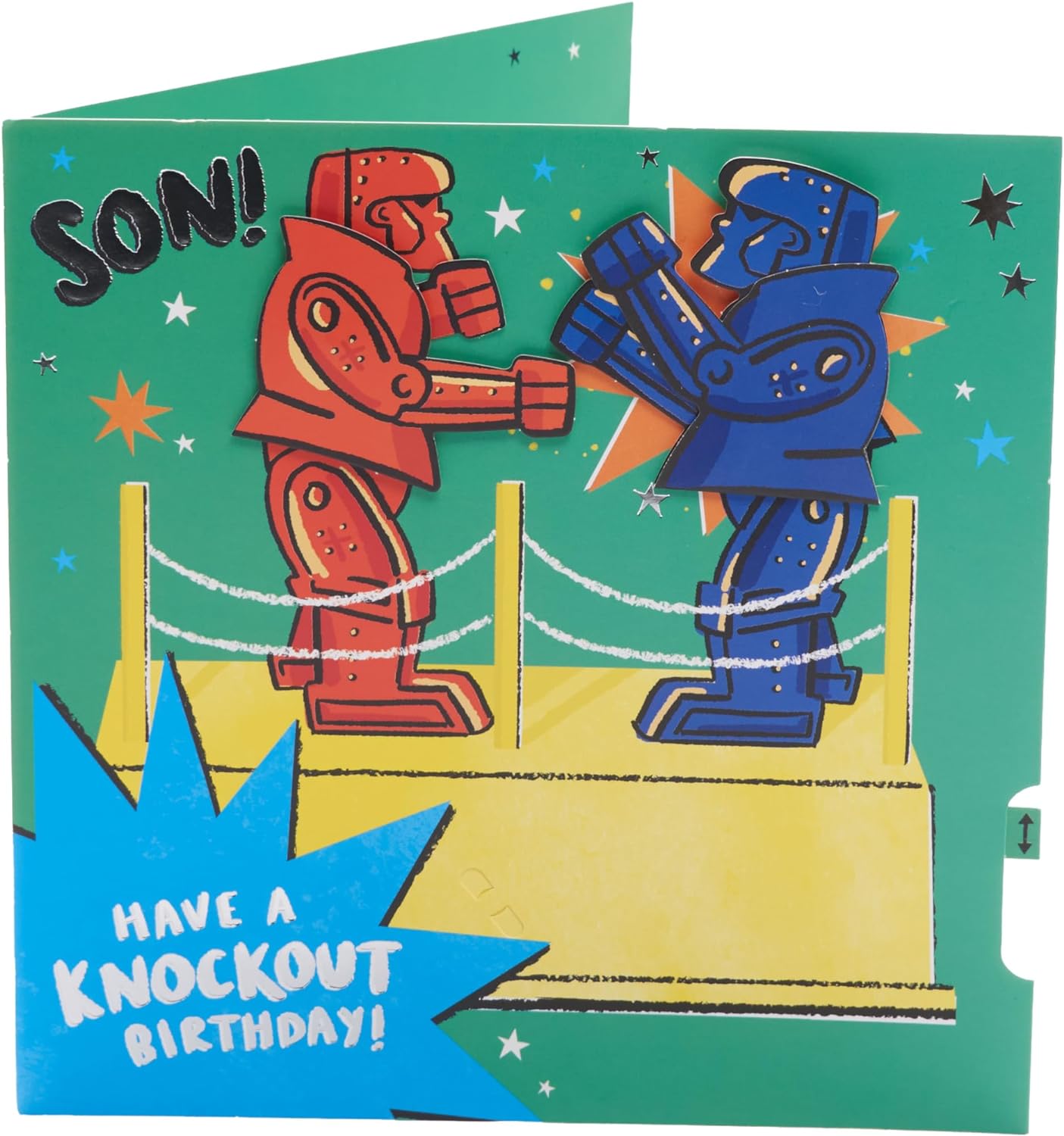 Interactive Rock 'em Sock 'em Design Son Birthday Card