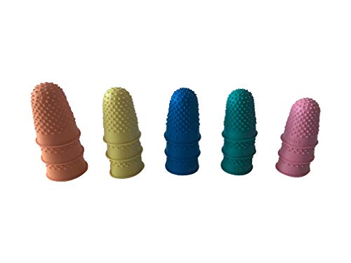 Pack of 15 Assorted Size Rubber Thimblettes - Coloured Thimble Finger Cones