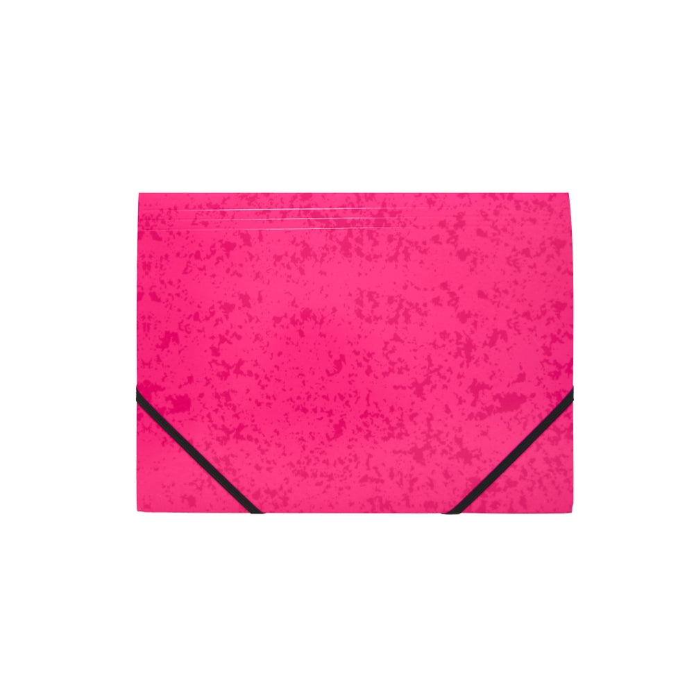 A4 Pink Card 3 Flap Folder With Elastic Closure