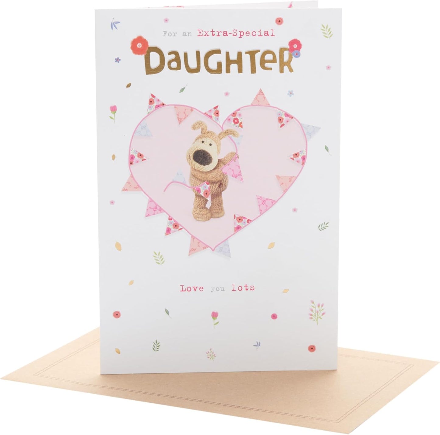 Boofle with Bunting Heart Daughter Birthday Card