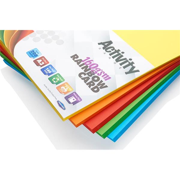 Pack of 200 A3 160gsm Rainbow Coloured Card Sheets by Premier Activity