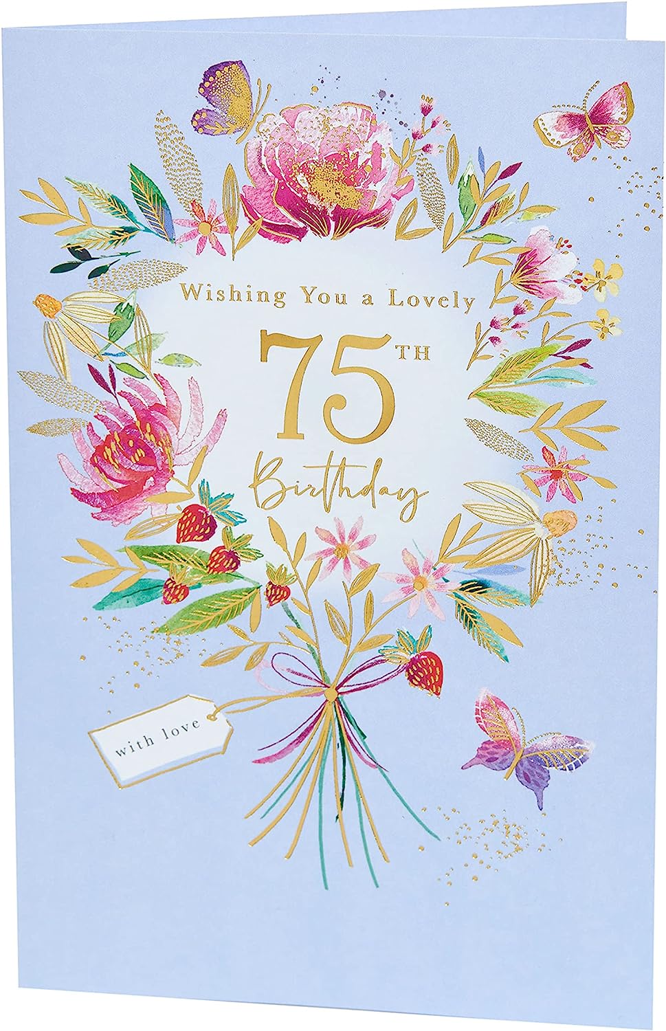 Floral Design 75th Birthday Card 