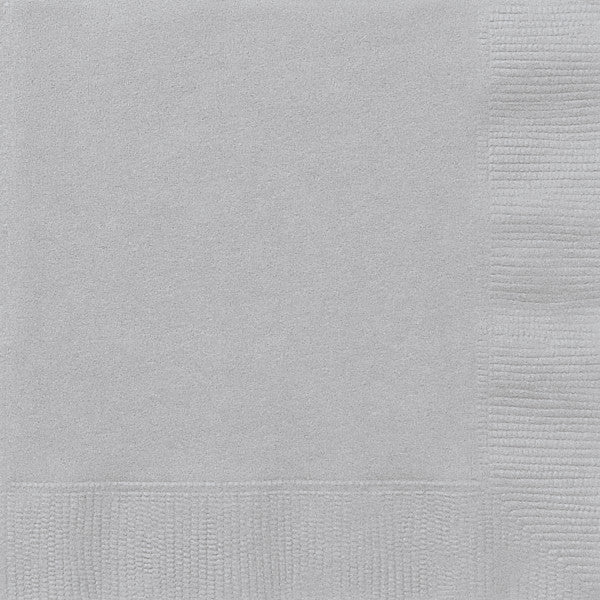 Pack of 20 Silver Solid Beverage Napkins