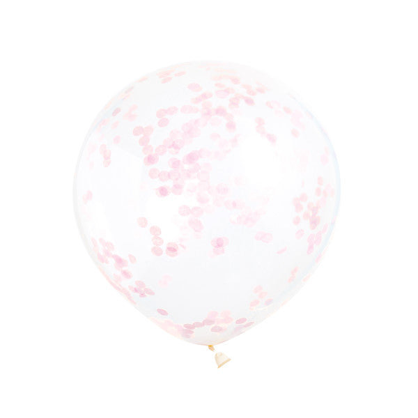 Pack of 6 Clear Latex Balloons with Lovely Pink Confetti 12"