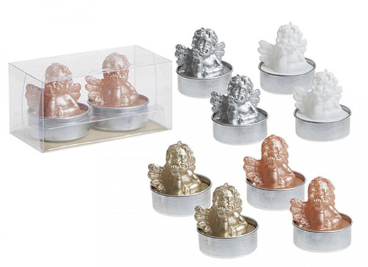 Set of 2 3D Cherub Tea Lights