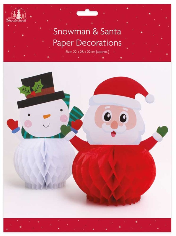 Christmas Santa and Snowman Paper Decorations