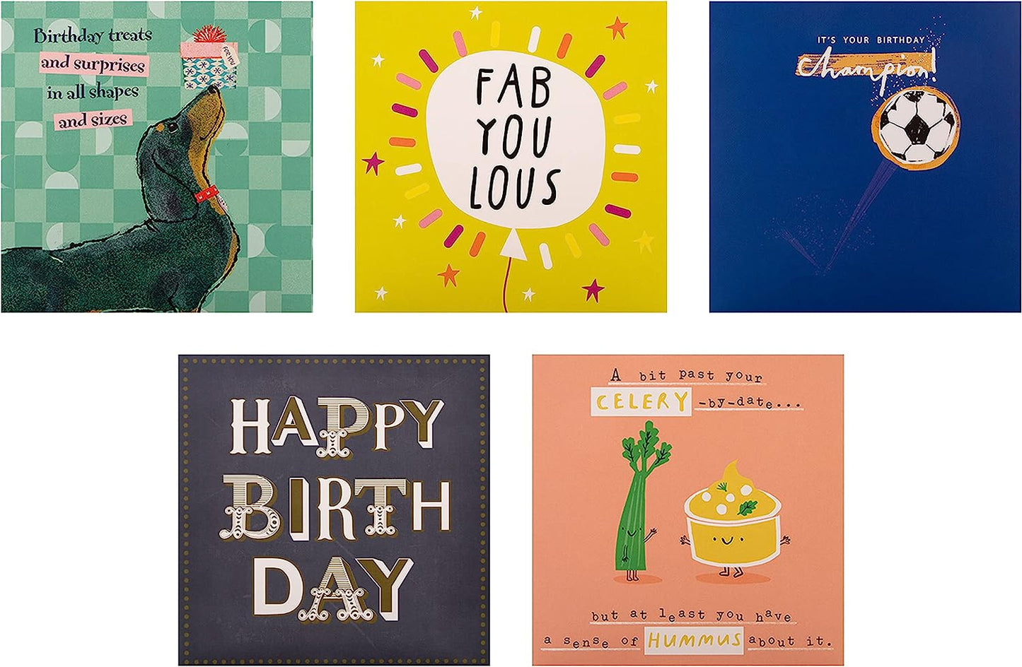 Multipack of 20 Birthday Cards in 20 Contemporary Designs