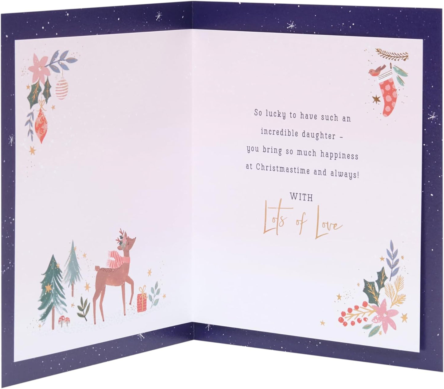 Sweet Reindeer Design Daughter Christmas Card