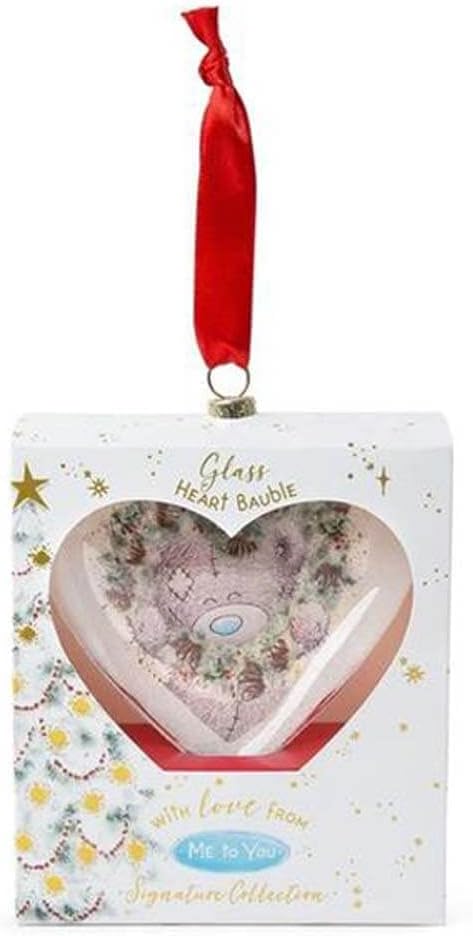 Me To You Bear Tatty Teddy Heart Glass Christmas Tree Bauble