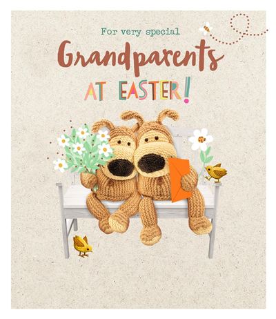 Special Grandparents Boofles Sitting on Bench Easter Card