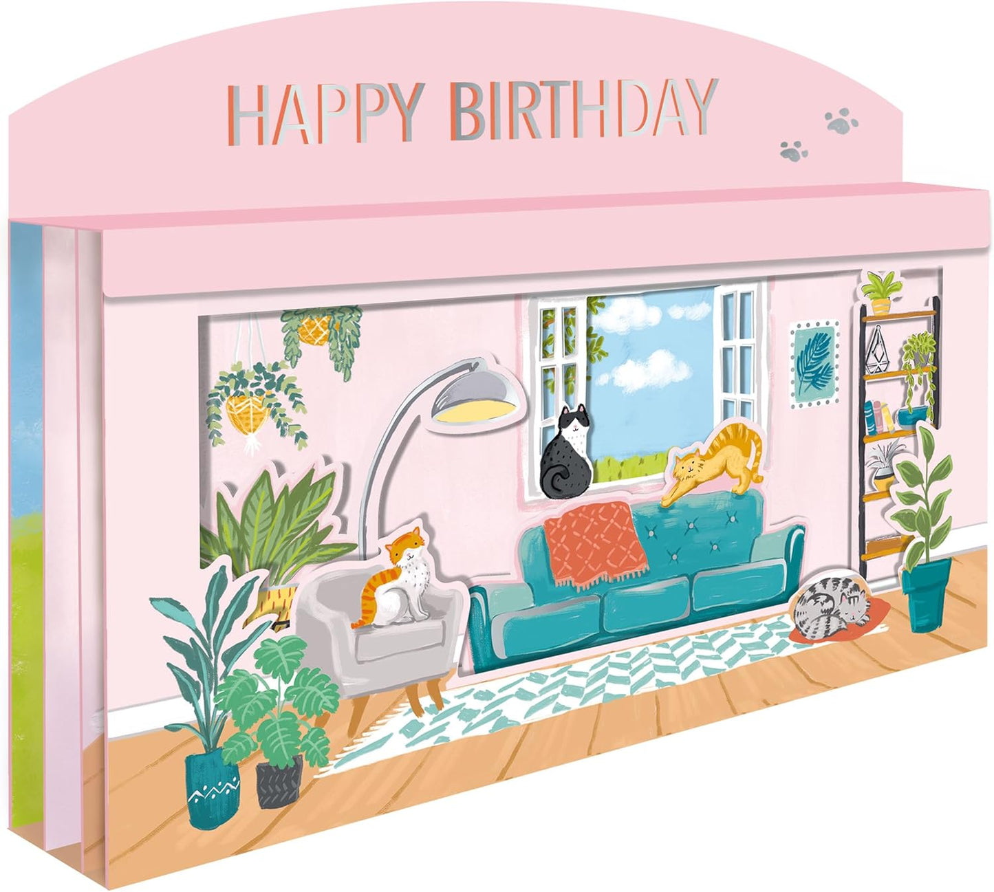 Spectacular 3D Happy Birthday Cats At Home Birthday Card