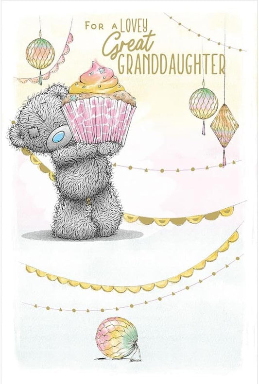 Bear And Large Cupcake Great Granddaughter Birthday Card