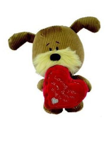 Lots of Woof Woof Soft Toy Dog Holding a Heart Loving you - 9"