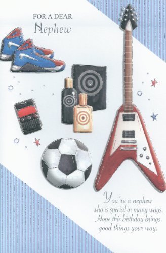 For a Dear Nephew Guitar Design Birthday Card