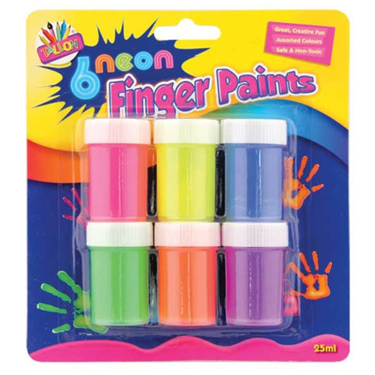 Pack of 6 Neon Finger Paint Pots