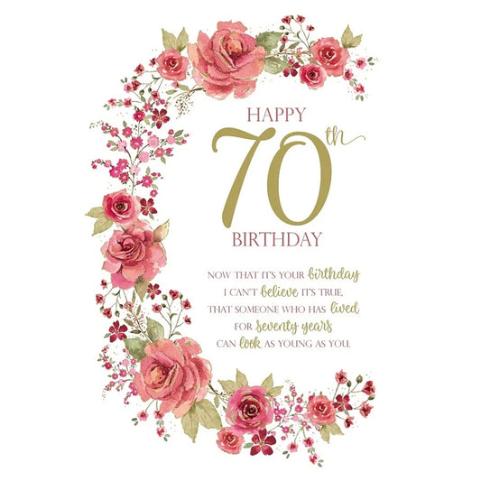 Floral Design 70th Birthday Card