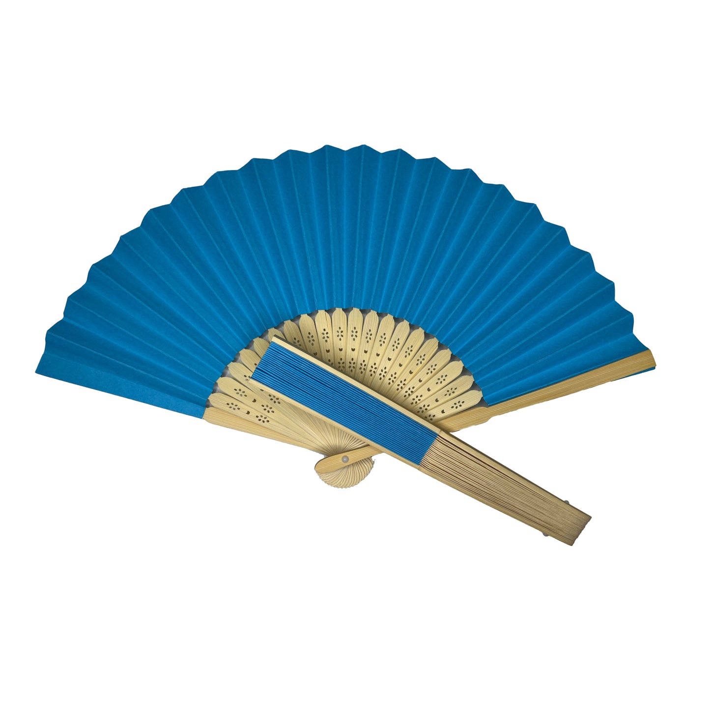 Pack of 500 Blue Paper Foldable Hand Held Bamboo Wooden Fans by Parev