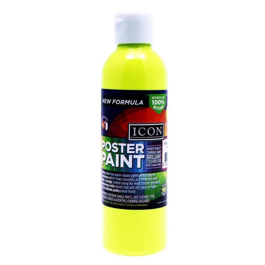 300ml Sunburst Yellow Fluorescent Poster Paint by Icon Art