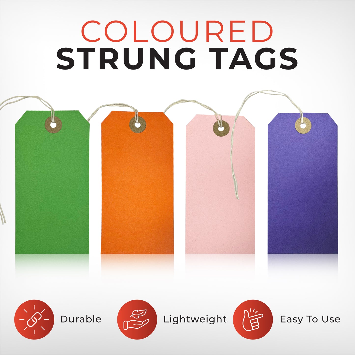 Pack of 50 Red Strung Tags 120mm x 60mm