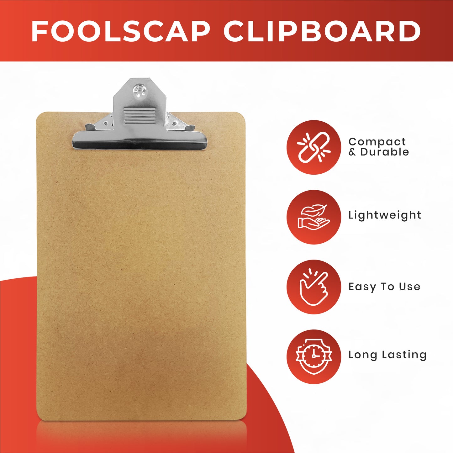 Janrax Foolscap MDF Clipboard with Butterfly Clip (A4 Plus)