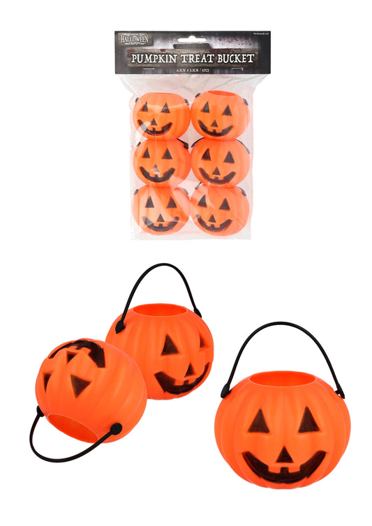 Pack of 6 Halloween Pumpkin Treat Buckets 6.5cm x 5.5cm