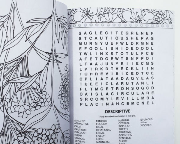 Single A4 48 Pages Colouring Word Search Book