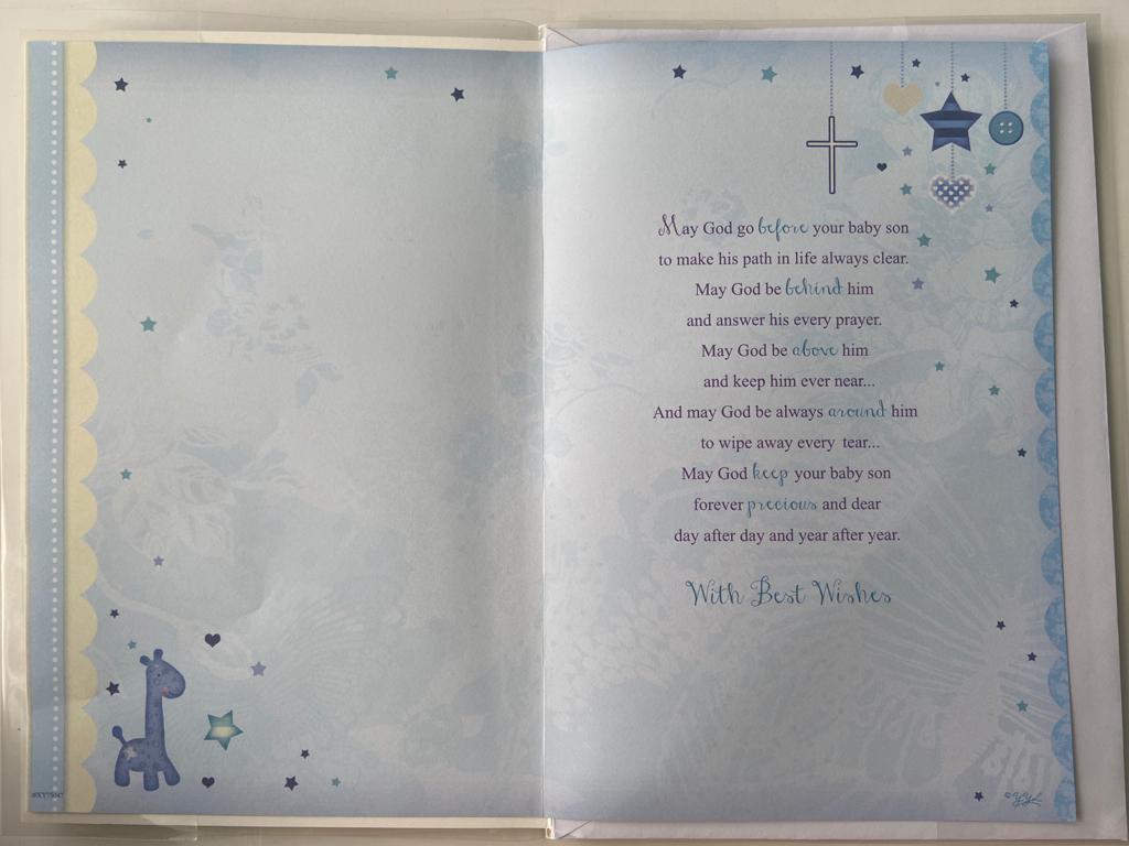 Baby Boy Sentimental Verse Christening Card