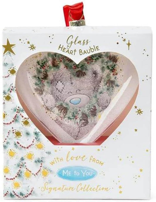 Me To You Bear Tatty Teddy Heart Glass Christmas Tree Bauble