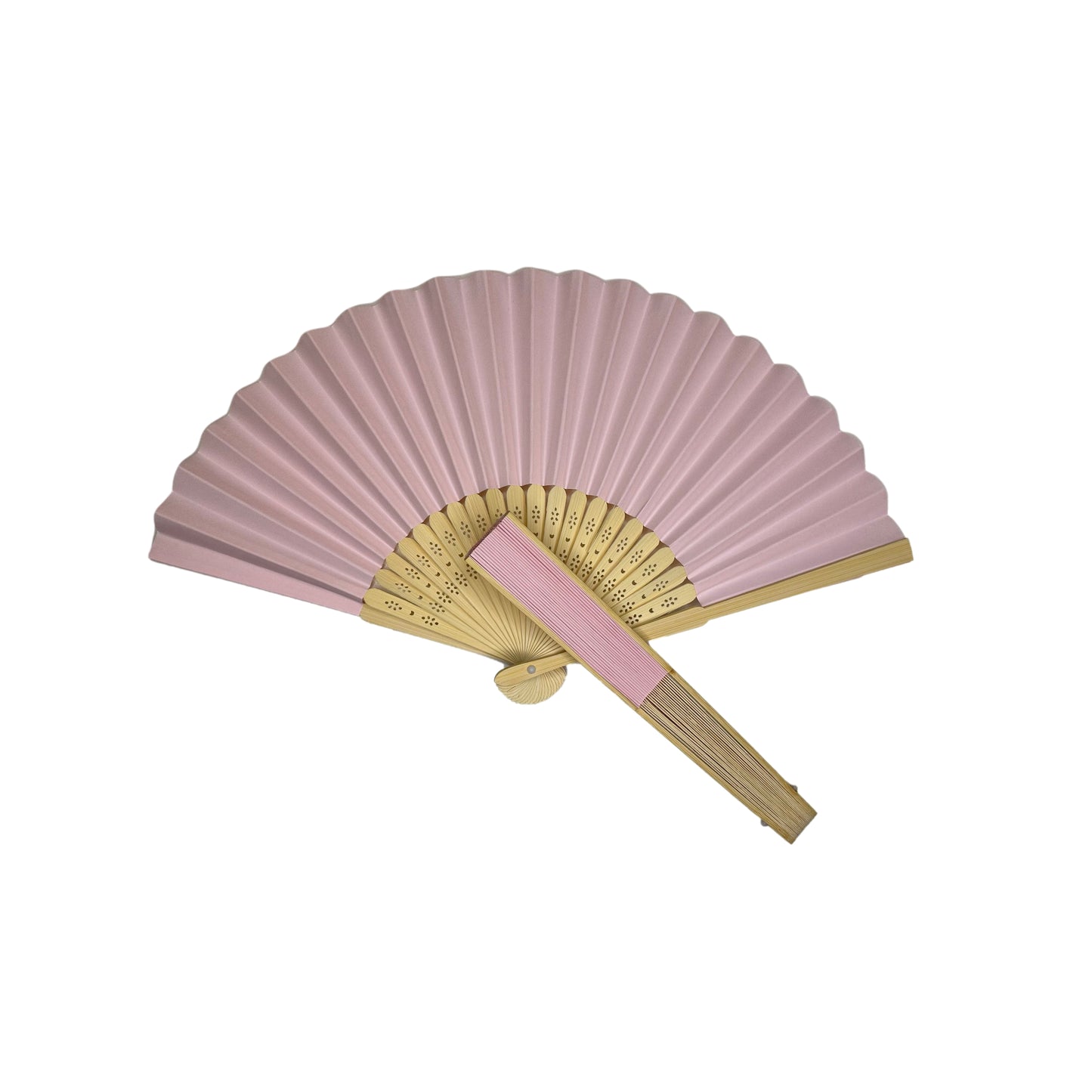 Pack of 500 Light Pink Paper Foldable Hand Held Bamboo Wooden Fans by Parev