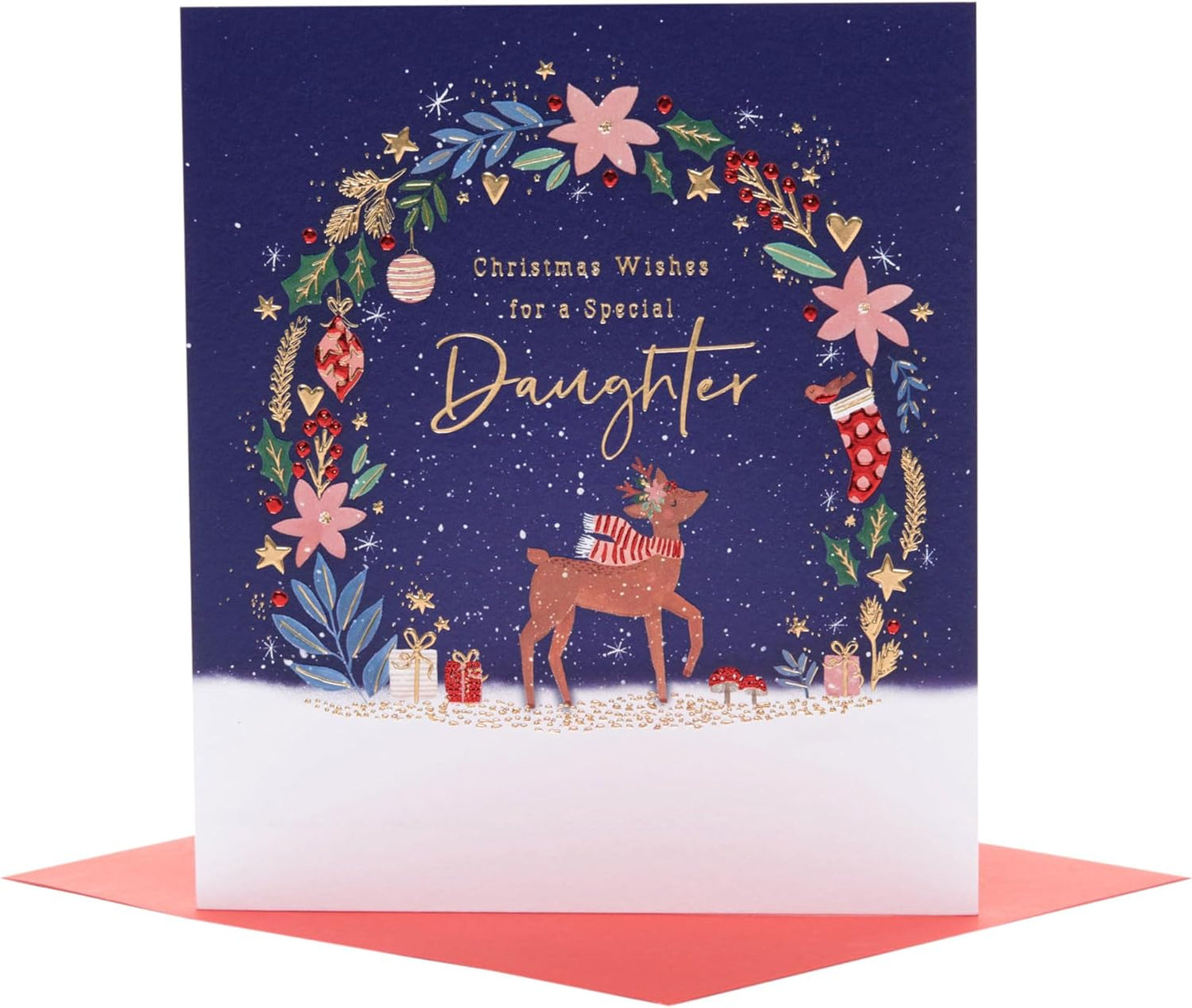 Sweet Reindeer Design Daughter Christmas Card