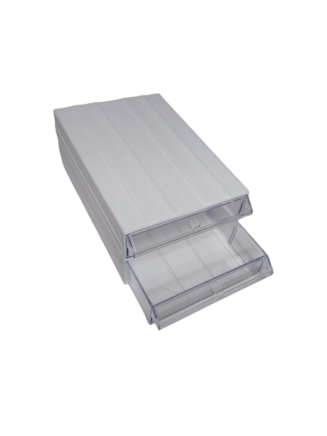 White Stackable Plastic Storage 2 Drawers with Removable Compartments