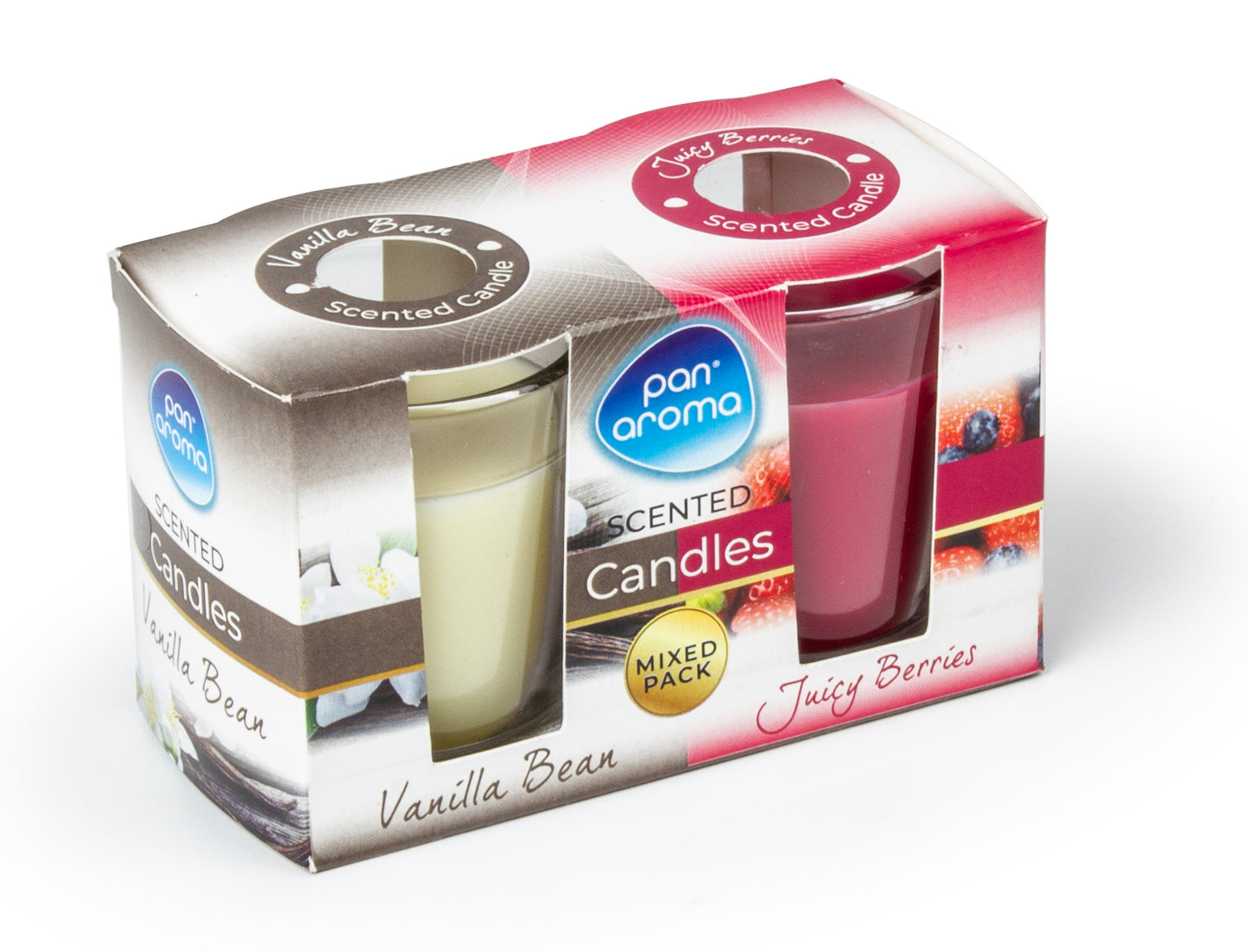 Pack of 2 juicy Berries & Vanilla Bean Scented Glass Candle