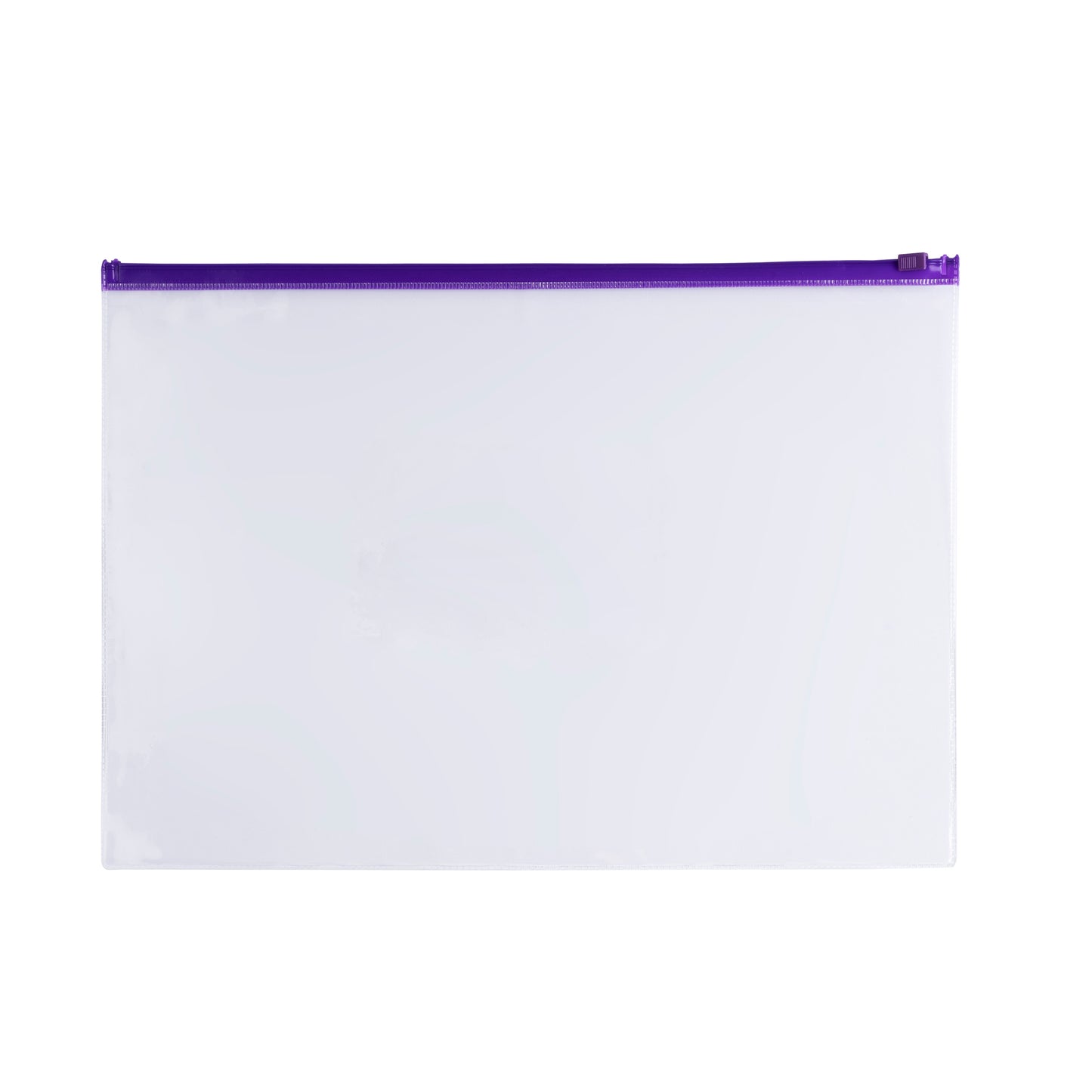 Pack of 12 A6 Clear Zippy Bags with Purple Zip