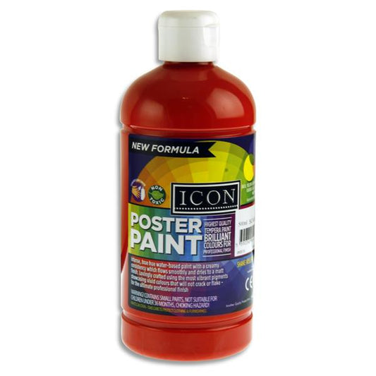 500ml Scarlet Red Poster Paint by Icon Art