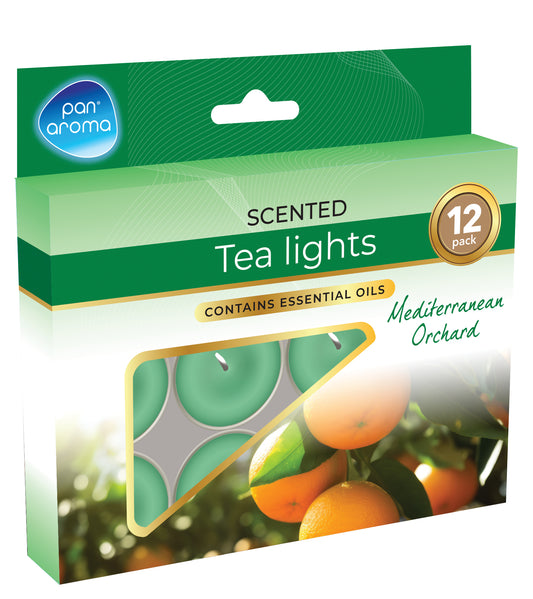 Pack of 12 Mediterranean Orchard Scented Colour Tea-Lights