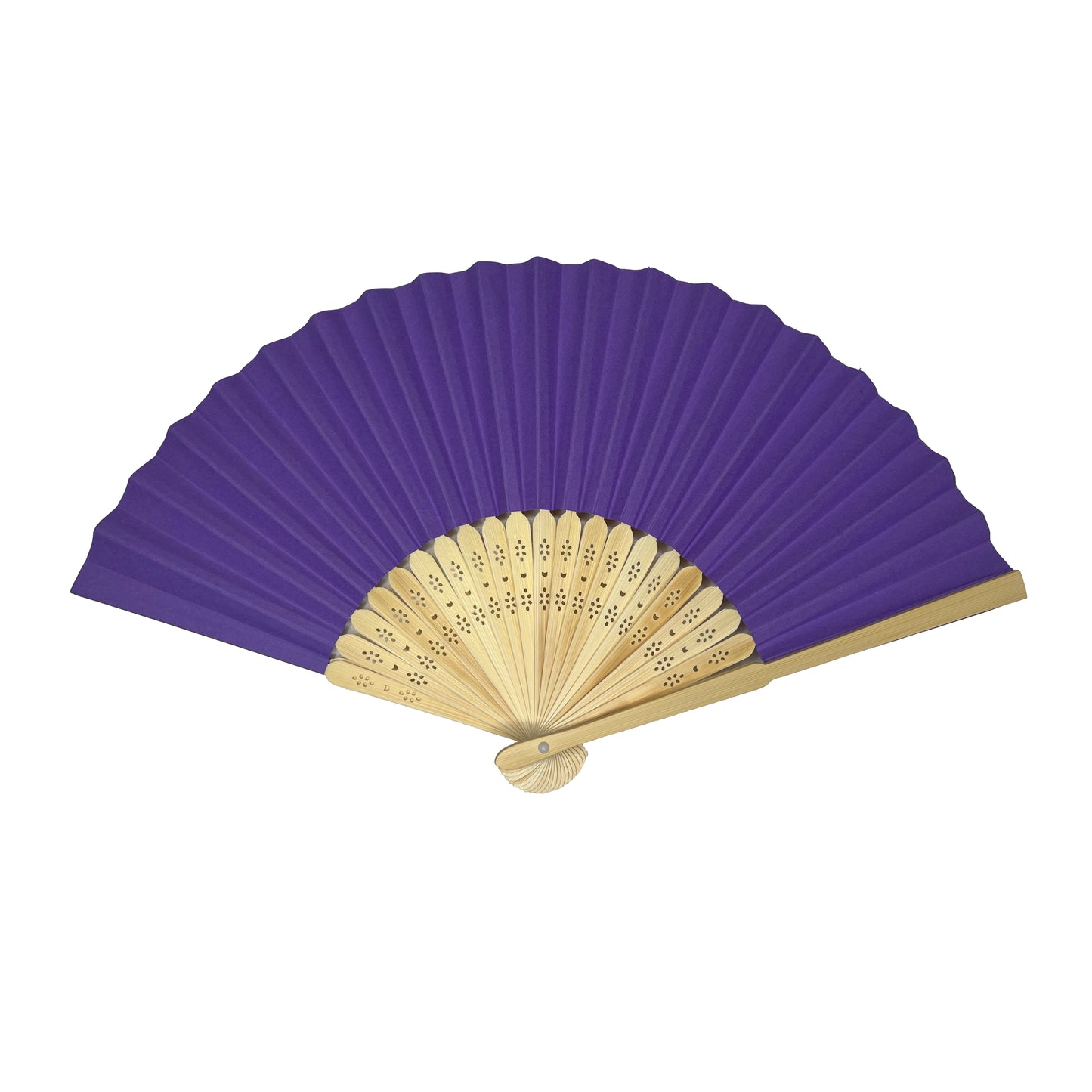 Pack of 10 Purple Paper Foldable Hand Held Bamboo Wooden Fans by Parev