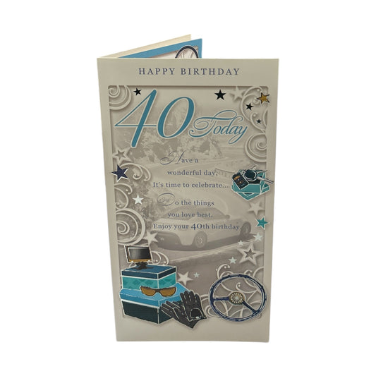 Age 40 Male Car Design Opacity Birthday Card